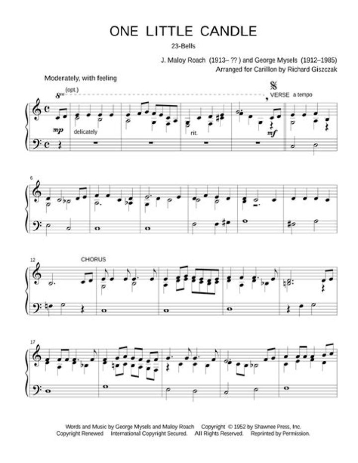 Perry Como’s
One Little Candle Lyrics